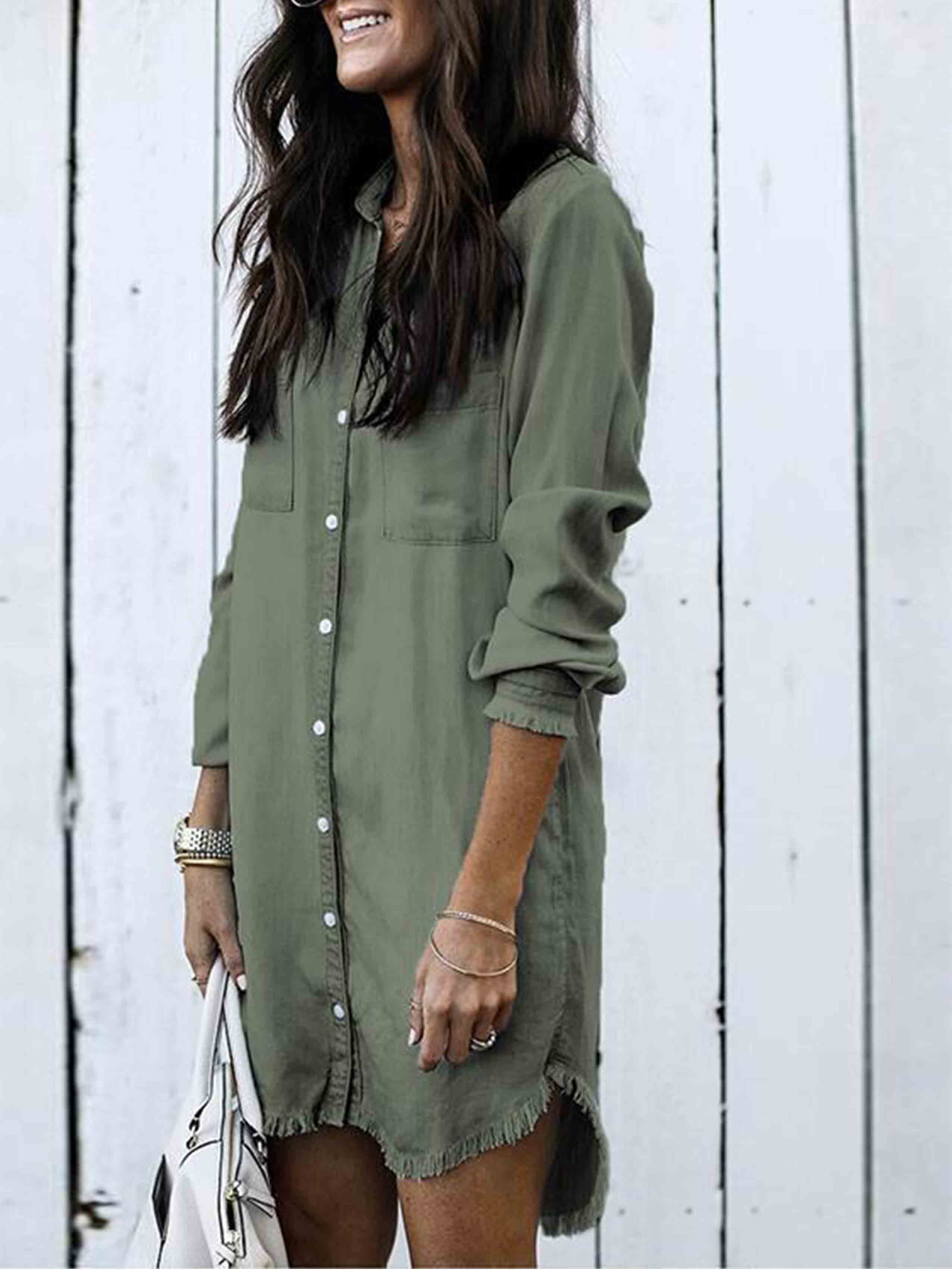 Stunncal  Hot Sexy Denim Shirt Dress