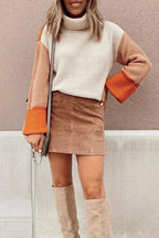 Stunncal Pumpkin Oversized Color Block Sweater
