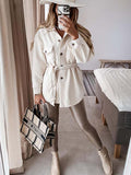 Stunncal Tie Front Pocketed Coat